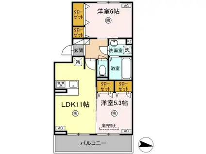 コートドール7(2LDK/3階)の間取り写真