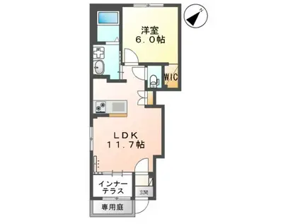 LE.LIEN広崎(1LDK/1階)の間取り写真