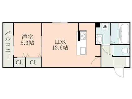 エテルノ西熊本(1LDK/1階)の間取り写真