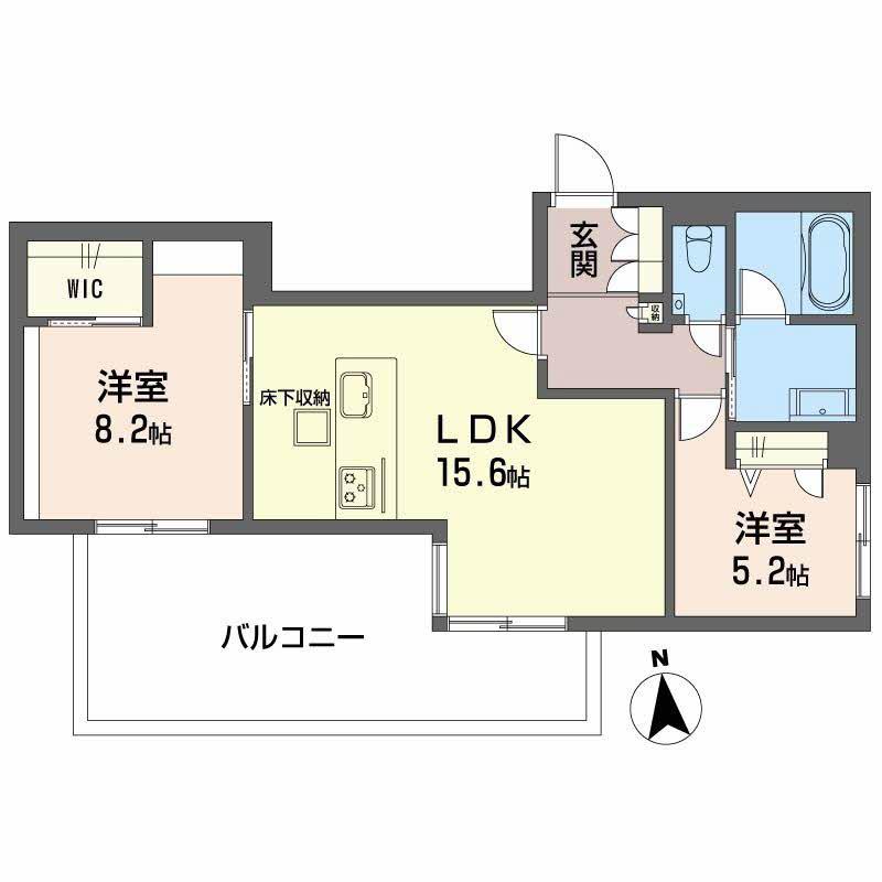 シャーメゾン ヤーティン(2LDK/1階)の間取り写真