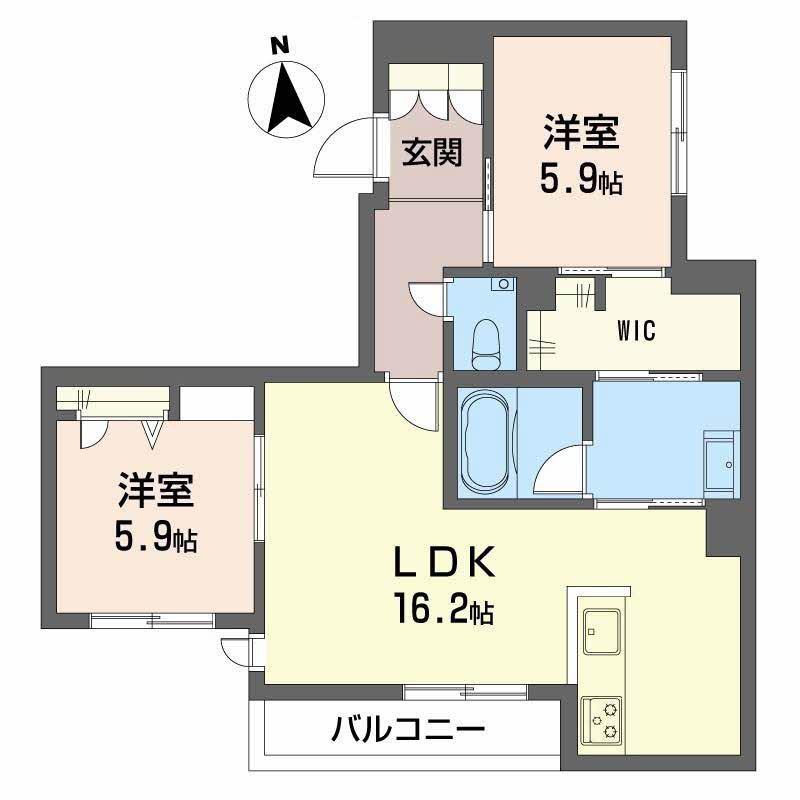シャーメゾン ヤーティン(2LDK/2階)の間取り写真