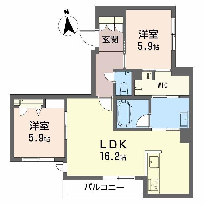 シャーメゾン ヤーティン(2LDK/3階)の間取り写真