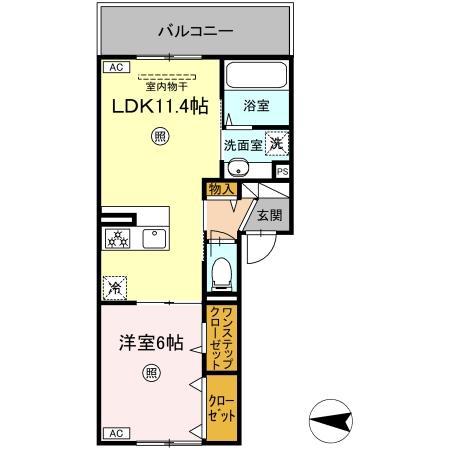 グランフォレスト大江(1LDK/3階)の間取り写真