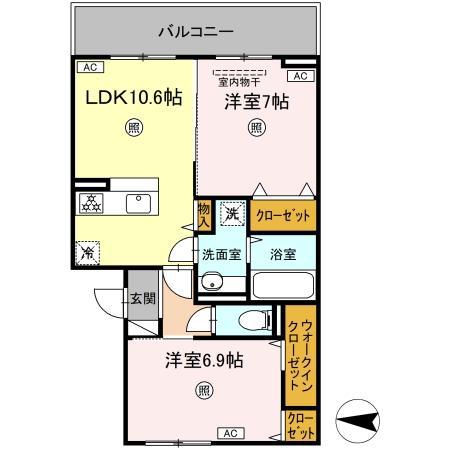 グランフォレスト大江(2LDK/3階)の間取り写真