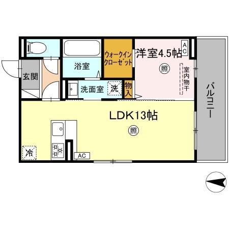 グランフォレスト大江(1LDK/2階)の間取り写真