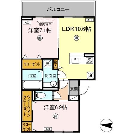 グランフォレスト大江(2LDK/3階)の間取り写真