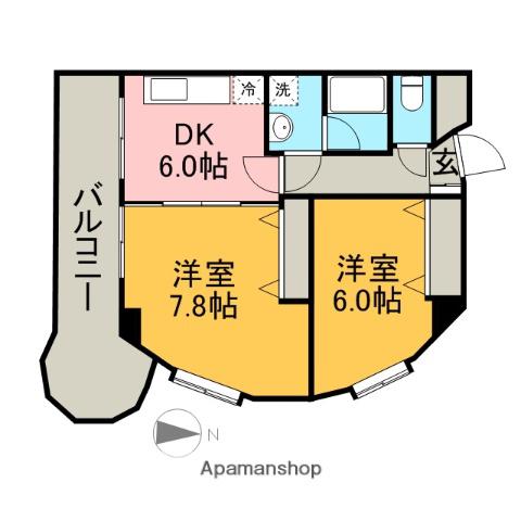 サンセゾンⅥ(2DK/2階)の間取り写真