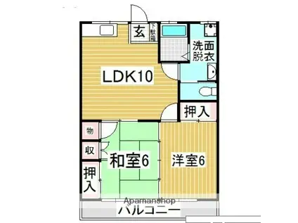 文香ハイツ(2LDK/1階)の間取り写真