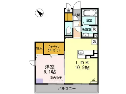 ディアコート・宙(1LDK/3階)の間取り写真