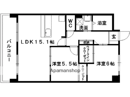 グランボヌール迎町(2LDK/2階)の間取り写真