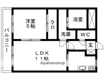 エスパシオ近見(1LDK/1階)の間取り写真
