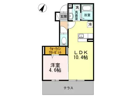 ホワイトリムB棟(1LDK/1階)の間取り写真