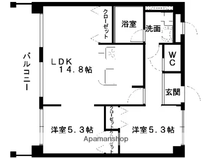 URBANIST本山(2LDK/9階)の間取り写真
