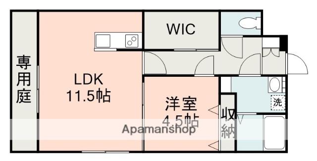 オリエンス幾久富(1LDK/1階)の間取り写真