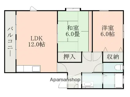 ディアコートウスバA棟(2LDK/2階)の間取り写真