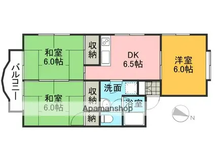 クローバーハイム(3DK/2階)の間取り写真