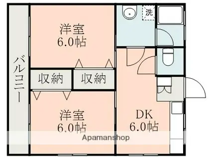 ヒルサイドハイツ(2DK/2階)の間取り写真