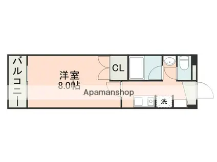 パレ・ドール健軍Ⅲ(1K/2階)の間取り写真