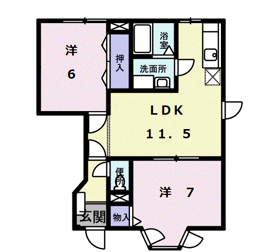 光シャトー(2LDK/1階)の間取り写真