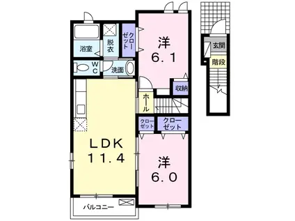 ラベルメゾンA(2LDK/2階)の間取り写真