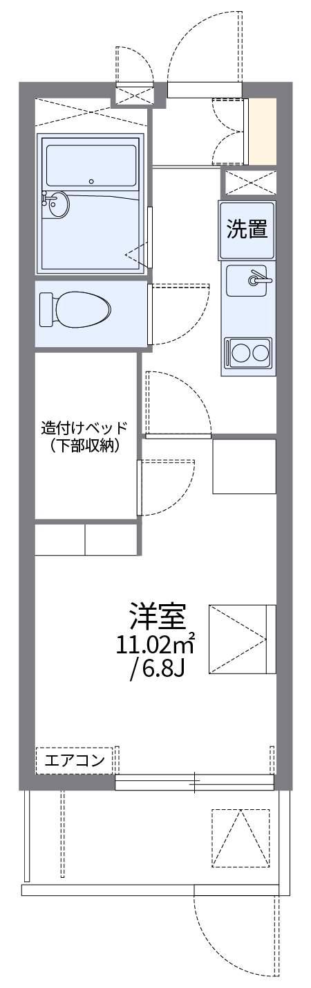 レオパレスフラワーヒル熊本(1K/1階)の間取り写真