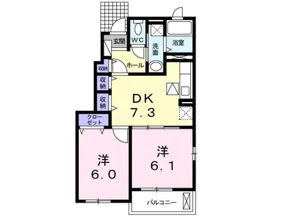 エクセルM・IA(2DK/1階)の間取り写真