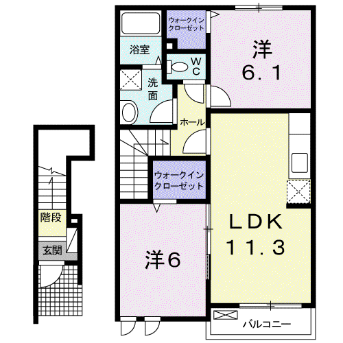 リア・フラントⅢ(2LDK/2階)の間取り写真