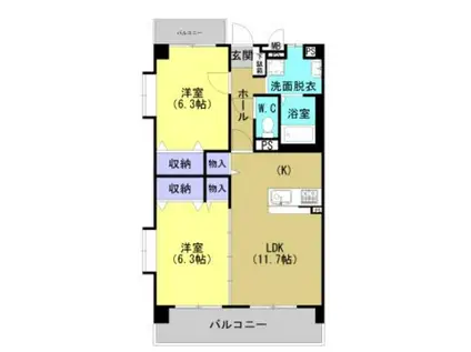 グランディール榎(2LDK/4階)の間取り写真