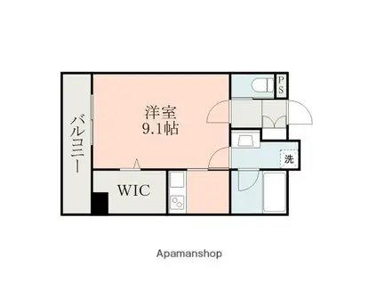 グラン月出(1K/4階)の間取り写真