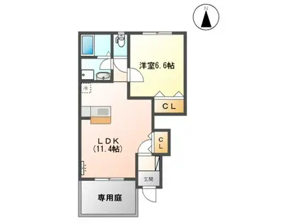 クレストール(1LDK/1階)の間取り写真