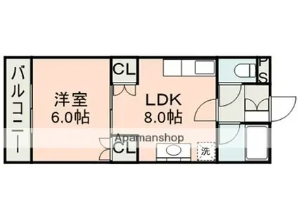 セジュール下南部(1LDK/1階)の間取り写真