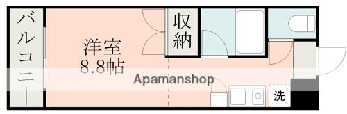 モンパレ渡鹿B棟(ワンルーム/3階)の間取り写真