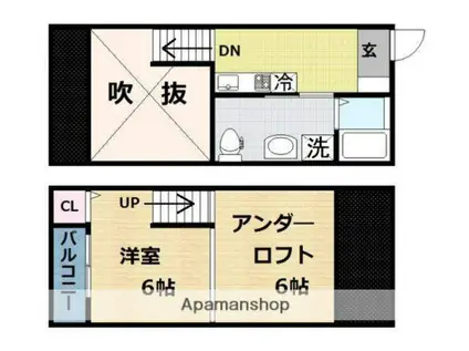 クレアシオン(ワンルーム/2階)の間取り写真