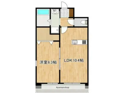 クロノス41新町Ⅳ(1LDK/4階)の間取り写真