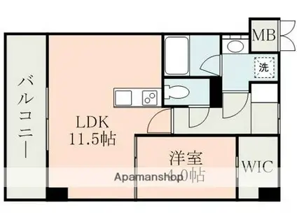 フォーエス健軍(1LDK/4階)の間取り写真