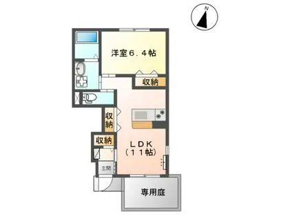 プランドール.K(1LDK/1階)の間取り写真