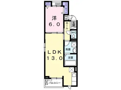 メゾンクロレ Ⅰ(1LDK/2階)の間取り写真