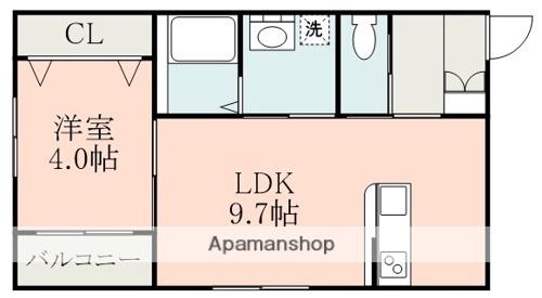 ラ・ポルテ嘉島(1LDK/1階)の間取り写真