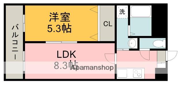 ライズ平成さくら通(1LDK/4階)の間取り写真