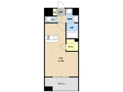 LIBTH新町ウエスト(ワンルーム/3階)の間取り写真