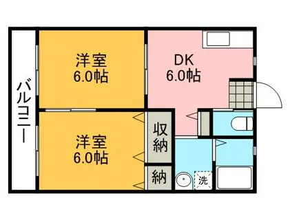 マドレカーサ(2DK/1階)の間取り写真