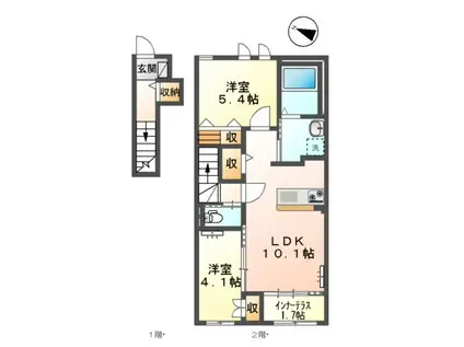 サンヒルズ(2LDK/2階)の間取り写真