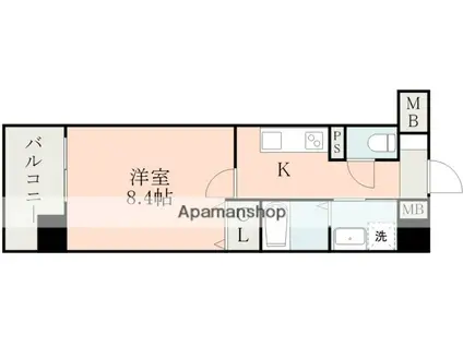 COLAS MIFUNE ウエスト(1K/5階)の間取り写真