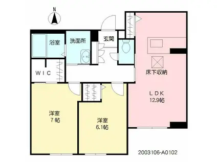 クアトロディーオガーデンA棟(2LDK/1階)の間取り写真