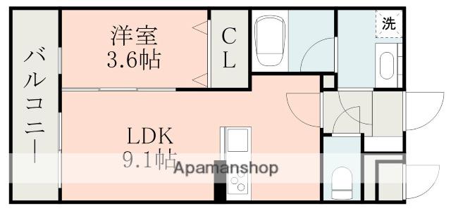 ラ・シック菊陽ミモザ(1LDK/2階)の間取り写真