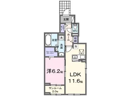 ソーテルヌ(1LDK/1階)の間取り写真