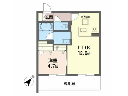 ベンガレンシス(1LDK/1階)の間取り写真