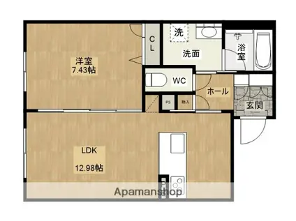 シャーメゾン健軍イースト(1LDK/1階)の間取り写真