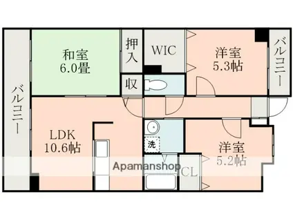 キープブライト桜木Ⅱ(3LDK/3階)の間取り写真