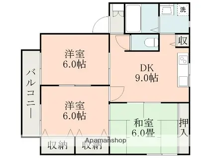 サンガーデンNⅡ B(3DK/2階)の間取り写真